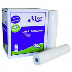 Draps d'examen extra fort pure ouate 2x20g/m² - Carton de 12 rouleaux - 2 plis - 150 formats 50x38cm - J227LMR